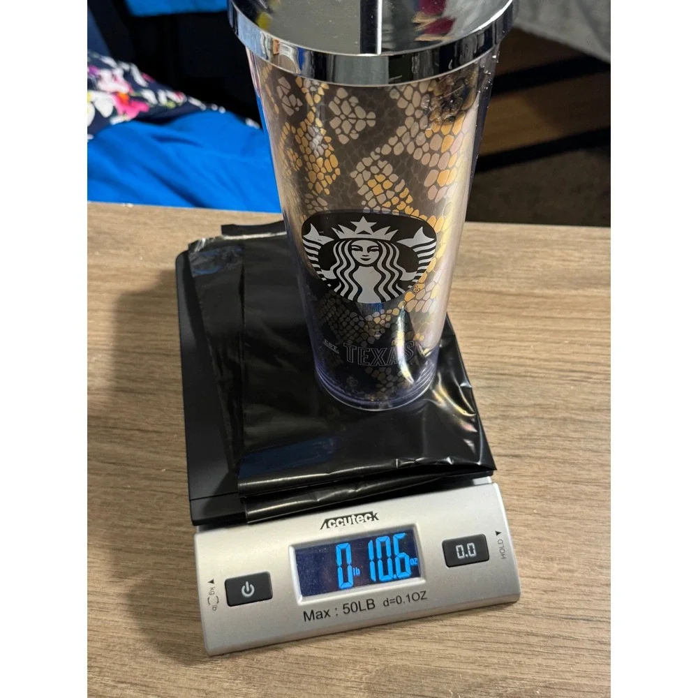Starbucks Texas Snake Print Tumbler‎ Reusable Cup With Straw Lid chrome look lid